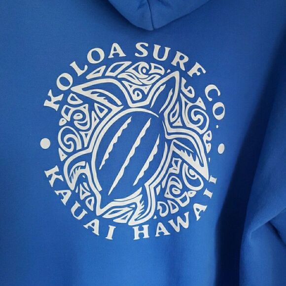 Hawaii Koloa Surf Co Kauai Royal Blue Pullover Hoodie Sweatshirt Size 2XL * FLAW - Picture 9 of 12